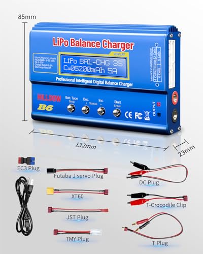 B6 Mini Digital Balance Charger/Discharger with Power Supply for 1S-6S LiPo Lilon Life NiMh Pb RC Battery with LCD Display