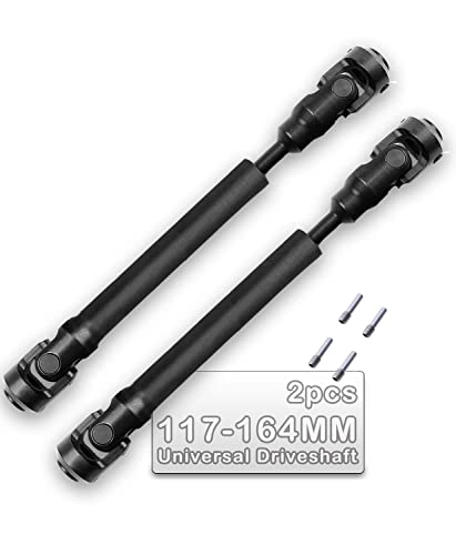 2PCS 117-164MM Universal Drive Shaft RC Upgrades for 1/10 SCX10 SCX10-II D90 Gen7 /Pro Rc 4WD GEN8 RC Crawler,RC Upgrade Parts Hop-Ups,Steel Full Metal Drive Shaft,Black (117-164 MM,2PCS) - size: 117-164 MM (4.61" to 6.45")