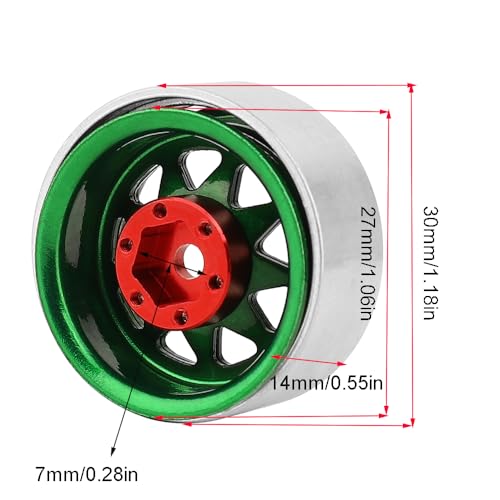 1.0 Beadlock Wheel -3.78mm Offset Wheel Rims for 1/18 1/24 RC Crawler Car Axial AX24 SCX24 FMS FCX24 TRX4M Upgrades (Dark Green) - color: Dark Green
