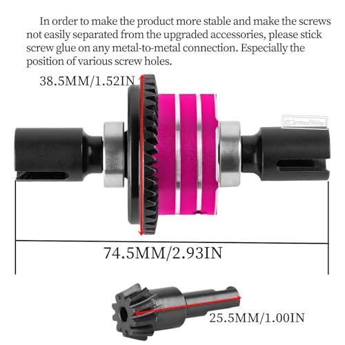 RC F/R Diff 43t &10t Input Gear Upgrades Part for 1/8 Kraton/Outcast/Talion 6S BLX EXB,Notorious 6S BLX,1/7 Mojave 6S BLX EXB,BigRock/Fireteam 6S BLX,Replace ARA310990 ARA310979,Pink - color: Pink(1set)