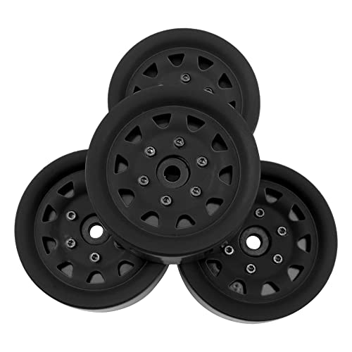 4Pcs ShareGoo Metal Wheel Hub Rims 1.9 Inch Beadlock Wheel Rim 25.5mm Thickness Compatible with Axial SCX10 90046 Wraith Traxxas TRX4 D90 Tamiya CC01 1/10 RC Crawler Car (Black) - color: Black