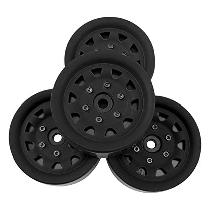 4Pcs ShareGoo Metal Wheel Hub Rims 1.9 Inch Beadlock Wheel Rim 25.5mm Thickness Compatible with Axial SCX10 90046 Wraith Traxxas TRX4 D90 Tamiya CC01 1/10 RC Crawler Car (Black) - color: Black
