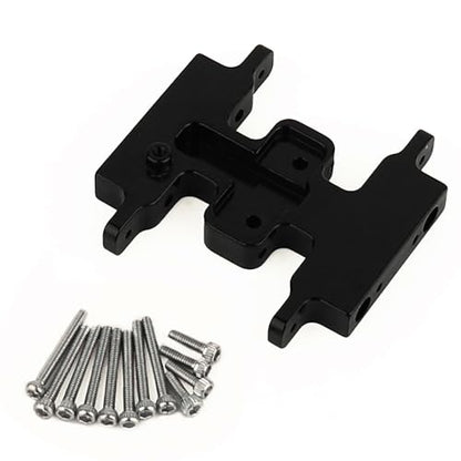 Aluminum Alloy Skid Plate Transmission Bottom Mount for Axial SCX24 C10 JLU Deadbolt Gladiator Bronco 1/24 Crawler Upgrade Parts (Black) - color: Black