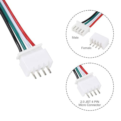 Alinan 20pcs JST-XH2.54mm 4 Pin Connector Kit, Included 10pcs Mini 4 Pin 24AWG Female Connector Plug with 150mm Cable Wire and 10pcs Micro 4Pin Male Connector Plug - color: 4Pin 24AWG 150mm Cable