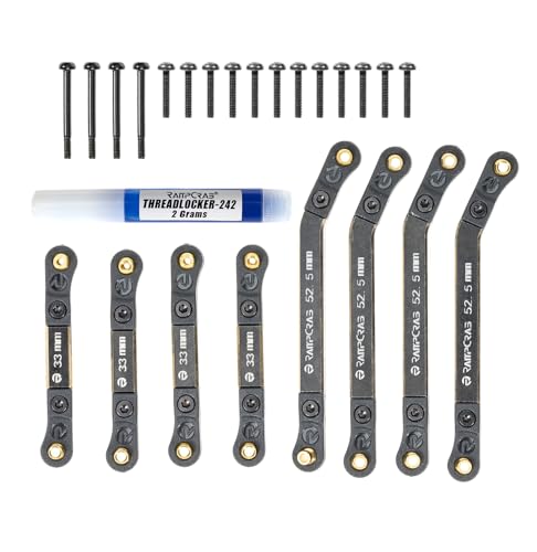 High Clearance 4 Links Set for AX24, Brass Links Set, Upgrade Parts for AX24 XC-1, Axial 1/24 RC Crawler Car Upgrade Accessories, 8Pcs, Black Coating