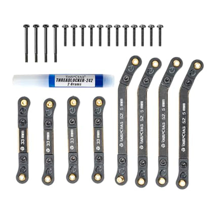 High Clearance 4 Links Set for AX24, Brass Links Set, Upgrade Parts for AX24 XC-1, Axial 1/24 RC Crawler Car Upgrade Accessories, 8Pcs, Black Coating