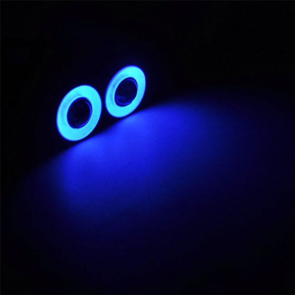 QUE-T 17mm 2 LEDs Angel Eyes & Demon Eyes LED Headlight/Back Light for 1:10 RC Model Crawler Cars, (Blue + White, 17MM) - color: Blue + White, size: 17MM