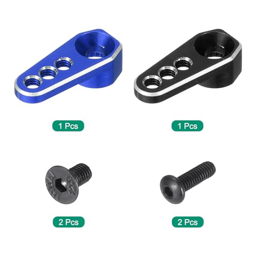 MECCANIXITY 2pcs Aluminum Alloy 1/18 25T Steering Servo Arm Horn Black/Dark Blue for DIY RC Car/Boat/Airplane Boat Accessories - color: Black/Dark Blue