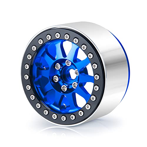 Benedict Harry 2.2" Aluminum Beadlock Wheel Rims for 1/10 RC Axial SCX10 Wraith 90048 90018 RR10 TRX4 Crawler car(Blue) - color: Blue