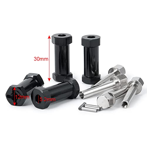 RC 12mm Wheel Hex Drive Hubs Combiner Coupler Aluminum 15mm/20mm/25mm/30mm Offset Extension Longer Combiner Drive Adapter for 1/10 Axial SCX10 Wraith RC Car Upgrade Parts (Black - 30mm) - color: Black - 30mm
