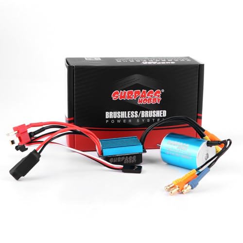 Surpass Hobby 2435 4800KV Motor 25A ESC Combo for 1/16 1/18 RC Truck | Complete power upgrade combo for 1/16 1/18 RC Truck LaTrax Teton Desert Prerunner Rally SST Wltoys A959 - color: Blue