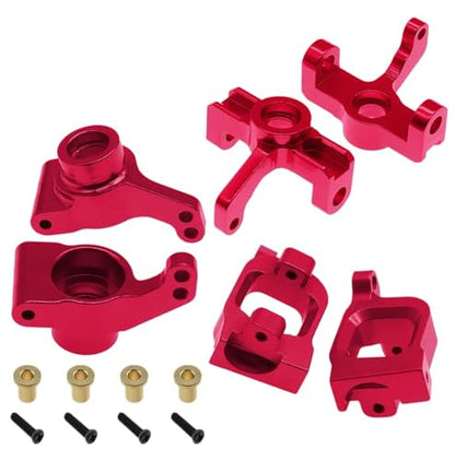 Aluminum Front/Rear Steering Hub Base C Carrier Knuckle Base C Seat Upgrade Parts for WLtoys 144001 1/14 RC Car Truck Buggy Replacement Accessories (Red)