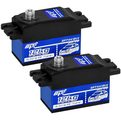 2PCS 12kg Low Profile Servo RC Digital Servo High Torque Full Metal Gear & Steering Servo Arm for 1/10 RC Car - size: 12KG Low Profile Servo-2PCS