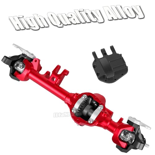 Aluminum Axles Upgrades Part for 1/10 SCX10 SCX10 II 90046 90047 RC Crawler Car,RC Alloy Front Rear Axle Hops Up,Red (Black Cover) - color: Red (Black Cover) - (Axles)