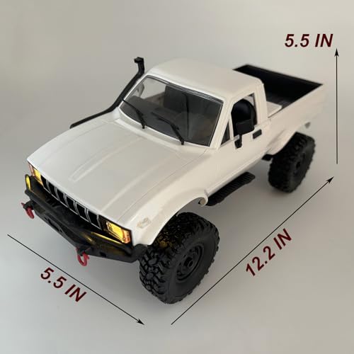 HLSFWDRIVE WPL C24-1 RC Rock Crawler RC Truck 4x4 1/16 Scale All Terrain | RC Crawler Off Road Remote Control Pickup 2.4G RTR with Proportional Throttle Steering Led Light Adult
