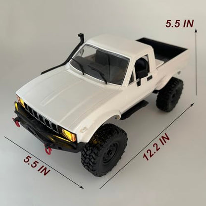 HLSFWDRIVE WPL C24-1 RC Rock Crawler RC Truck 4x4 1/16 Scale All Terrain | RC Crawler Off Road Remote Control Pickup 2.4G RTR with Proportional Throttle Steering Led Light Adult