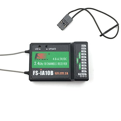 Flysky FS-i6X 10CH RC Transmitter w/FS-iA10B Receiver for RC Quadcopter Car | 10Channels 2.4GHz AFHDS2A | PWM/PPM/i-Bus Output (Mode_2)
