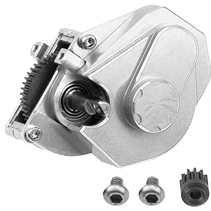 Share Goo Aluminum Complete Transmission Gearbox w/Transmission Gear Upgrade Part Compatible with Axial SCX24 Deadbolt C10 JLU Gladiator Bronco 1/24 RC Crawler Car (Silver) - color: Silver