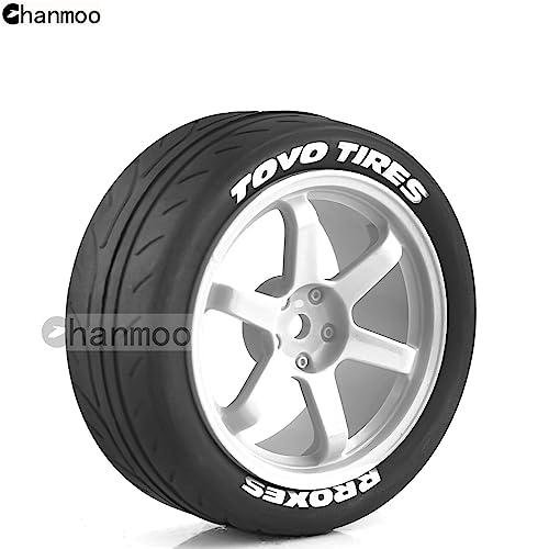 1/10 RC Rally Racing Tires And Hard Plastic Drift Wheels 12mm Hex On Road Tyres For 1:10 Touring Street Car Tamiya TT01 TT02 XV01 TA06 A959 PTG2 144001 HPI KYOSHO HSP PTG2 Traxxas 4PCS (White) - color: White