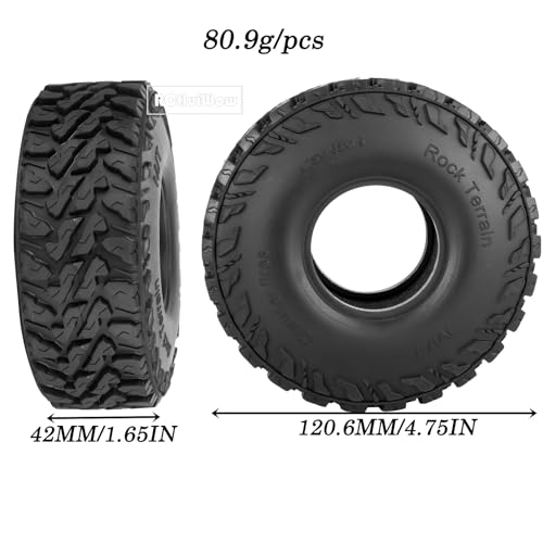 1.9 Inch RC Crawler Tires Skins Soft Rubber Off-Road Tyres for 1/10 TRX4 TRX6 SCX10 90046 AX103007 D90 Gen7 MST VS4-10,RCHuiWow High Grip Mud Terrain Tyres,StyleE - style: StyleE(4pcs)
