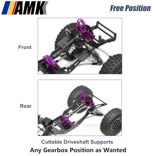 AMK 1/10 Scale Transmission Kit OD Transfer Case Gearbox with 30% Overdrive Gear Box 3Pcs Driveshafts for RC Crawler Axial SCX10 II Element Enduro DIY LCG Chassis (Purple) - color: Purple