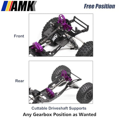 AMK 1/10 Scale Transmission Kit OD Transfer Case Gearbox with 30% Overdrive Gear Box 3Pcs Driveshafts for RC Crawler Axial SCX10 II Element Enduro DIY LCG Chassis (Purple) - color: Purple