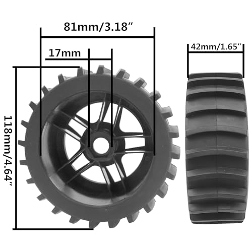 4Pcs ShareGoo 1/8 Scale RC Car Paddles Buggy Tires RC Snow Sand Tyre 17mm Hex Hub Wheels Compatible with Redcat HSP HPI Traxxas 1/8 RC Off Road Buggy Baja Car