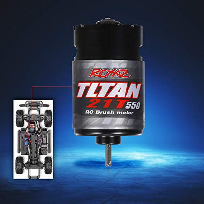 GoolRC 550 21T Brushed Motor for 1/10 RC Trail Crawler Car HSP HPI Wltoys Kyosho TRAXXAS TRX-4 TRX-6, 3.175mm Output Shaft with Integrated Cooling Fan - size: 21T