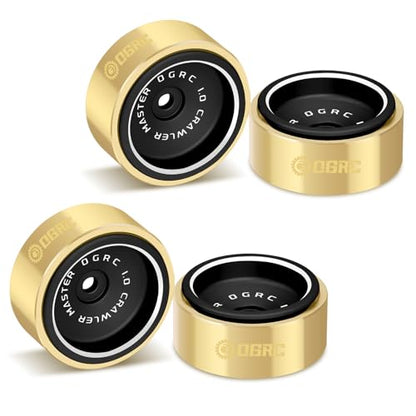 OGRC 32g 1.0 Aluminum Brass Beadlock Wheels for SCX24 AX24 TRX4M RC Car | 128g Total Weight, -3.78mm Offset, Solid Design, for Traxxas Axial Redcat 1/18 1/24 RC Crawler, Black - color: Black