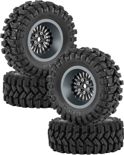 RC 1.2" Carbon Fiber Beadlock Wheels and Tires for 1/18 TRX4M,1/24 SCX24 RC Crawler Car,4PCS Carbon Fiber 1.2 Wheels Rims & Rubber Tires - A - style: 1.2 Tires - (A)