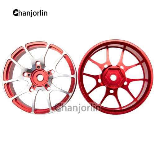 1/10 RC On Road Drift Wheels Rims Hex 12mm Metal Rally Racing Hubs for 1:10 Scale Touring Street Car Tires Tyres Tamiya TT01 TT02 HSP 2S 3S Brushless HPI KYOSHO XV02 XV01 4PCS (Red) - color: Red
