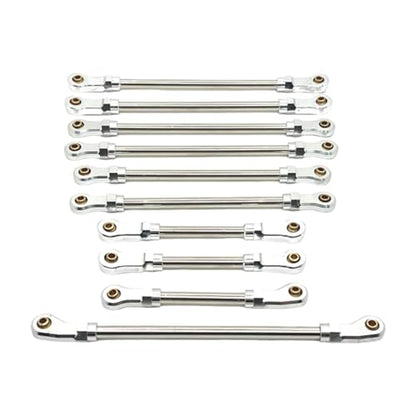 10 Pieces Steering Servo Link RC Car Pull Rod Metal Upgrade Linkage Model Parts Sturdy Construction Suitable for WLtoys 1/10 RC Truck, Argent - color: Argent