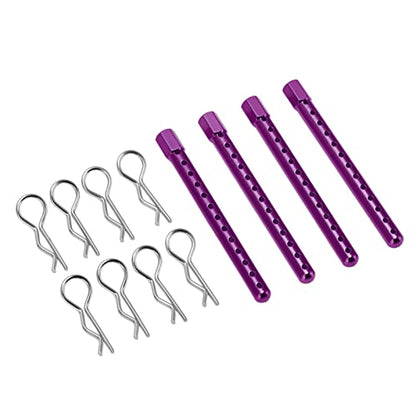RC Body Post, Purple High Strength Aluminum Alloy Car Shell Column, Adjustable Height Buckle for HSP 1/10 94102 94103 RC Cars On Road Racing - color: Purple