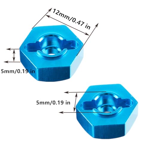 8pcs/Set Aluminum 12mm Wheel Hex Hubs Drive Adapter 5mm Thickness with 2x10mm pins for Redcat Axial HSP WLtoys Himoto Truck Model Car Upgrade Parts(Blue) - color: Blue