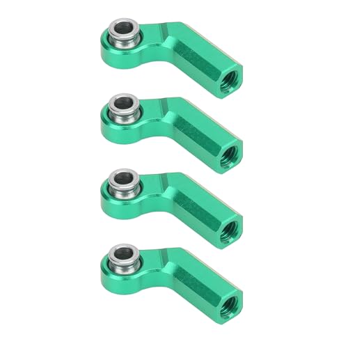 Generic RC Link Tie Rod End M4 Curved CW 7mm Ball Joint Head Set Alloy Forged Hard Oxidation Wear 1/10 Model Car Replacement Parts with Threaded Interface (Green) - color: Green