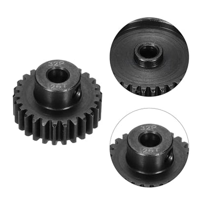 32P Steel Pinion Gear Set 26T for 5mm Shaft Hardened Steel Pinion Gear with Shaft Coupler Connector for RC Motor - style: 26T
