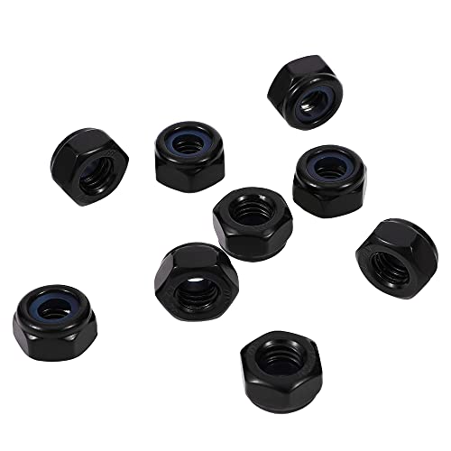 1/2-13 Nylon Insert Hex Lock Nuts Locknuts, 304 Stainless Steel 18-8, Black Oxide (304), 10 PCS - color: Black, size: 1/2-13