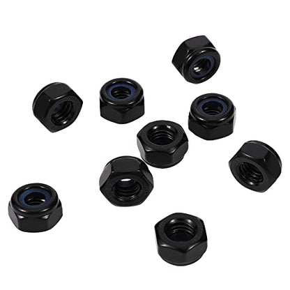 1/2-13 Nylon Insert Hex Lock Nuts Locknuts, 304 Stainless Steel 18-8, Black Oxide (304), 10 PCS - color: Black, size: 1/2-13