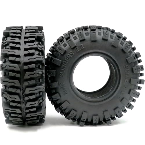2pcs RC 2.2 Mud Slingers Tires Soft Sticky Crawler Tyres Tall 124mm / 4.88inch for 1/10 Axial SCX10 Wraith Yeti/Traxxas TRX4 AMG 6x6 / redcat Everest 10 Upgrades