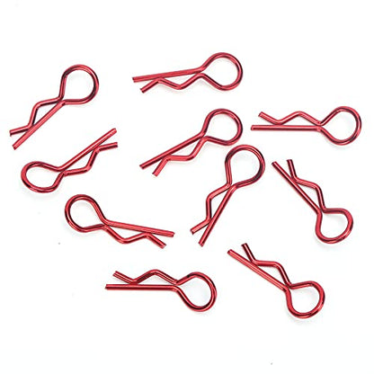 Qiilu Durable RC Body Clips for 1/5 1/6 /8 /10 RC Car - 10Pcs Metal Shell Clip Pins, Teardropshaped Pull Tabs (Red) - color: Red