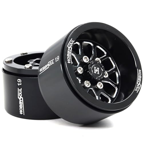 4pcs 1.9 Beadlock Wheels -10.5mm Negative Offset Rims 33mm Wide for RC 1/10 Crawler TRX4 SCX10 Gen8 Upgrades - color: Black