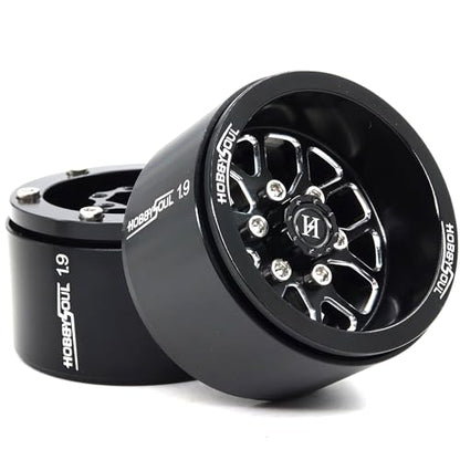 4pcs 1.9 Beadlock Wheels -10.5mm Negative Offset Rims 33mm Wide for RC 1/10 Crawler TRX4 SCX10 Gen8 Upgrades - color: Black