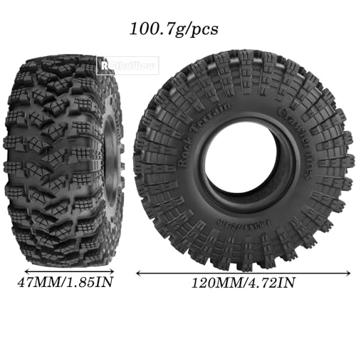 1.9 Inch RC Crawler Tires Skins Soft Rubber Off-Road Tyres for 1/10 TRX4 TRX6 SCX10 90046 AX103007 D90 Gen7 MST VS4-10,RCHuiWow High Grip Mud Terrain Tyres,StyleC - style: StyleC(4pcs)