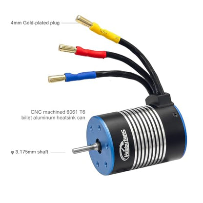 Waterproof BL3650 3900KV Brushless Motor 3.175mm Shaft with 60A Brushless ESC Electric Speed Controller with Heatsink and Programming Card for 1/10 Remote Control Car Truck, Black & Blue - color: Black & Blue