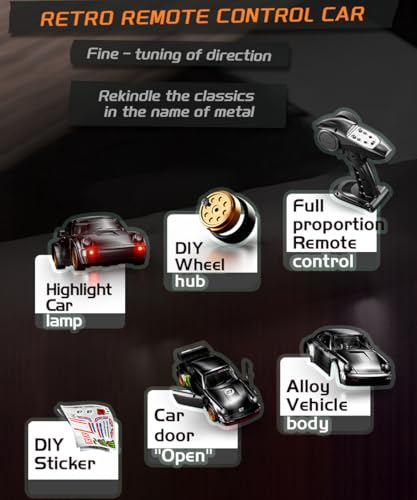 1/43 Metal Mini RC Drift Car 2.4GHz 4WD with Gyroscope Alloy Body Shell Racing Cars Radio Control (Orange)