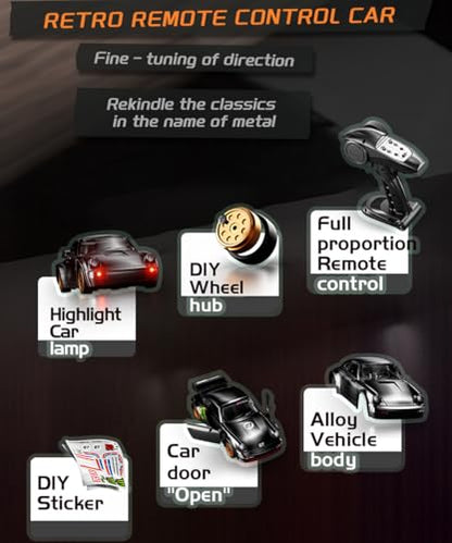 1/43 Metal Mini RC Drift Car 2.4GHz 4WD with Gyroscope Alloy Body Shell Racing Cars Radio Control (Orange)