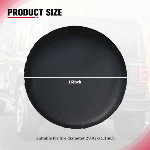 Car Spare Tire Cover, 16 Inch Leather Waterproof Dust-Proof Vehicle Spare Wheel Protector, Automotive Tough Tire Protection Cover, Universal for SUV Automobile Truck - size: 16"