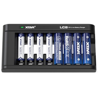 XTAR aa AAA Batteries 4pcs 1.5V Battery 4150mWh AA with 4pcs 1620mWh AAA Combo LC8 Battery Charger (LC8+4 * 4150mWh AA+4 * 1620mWh AAA)