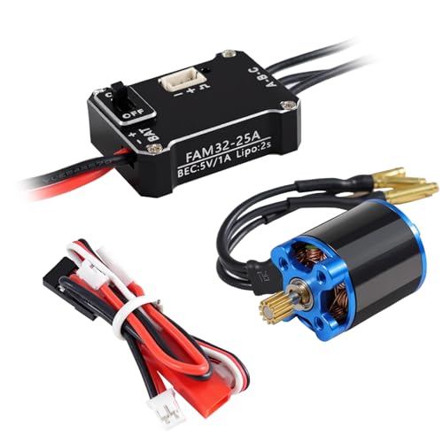 SCX30 Brushless Motor ESC Combo 25A 5000KV External Rotor Upgrade for Axial SCX30, 1/30 RC Crawler Brushless Power System Aluminum Case, High Torque Low Speed Off Road Motor Kit
