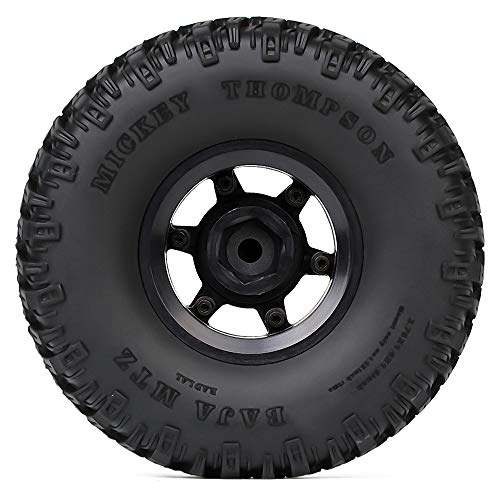 4PCS 1.55inch RC Tires Plastic Beadlock Rims RC Wheel Set Compatible with 1:10 RC Crawler Axial AX90069 D90 TF2 Tamiya CC01 LC70 MST JIMNY(Black) - color: 95mm-black